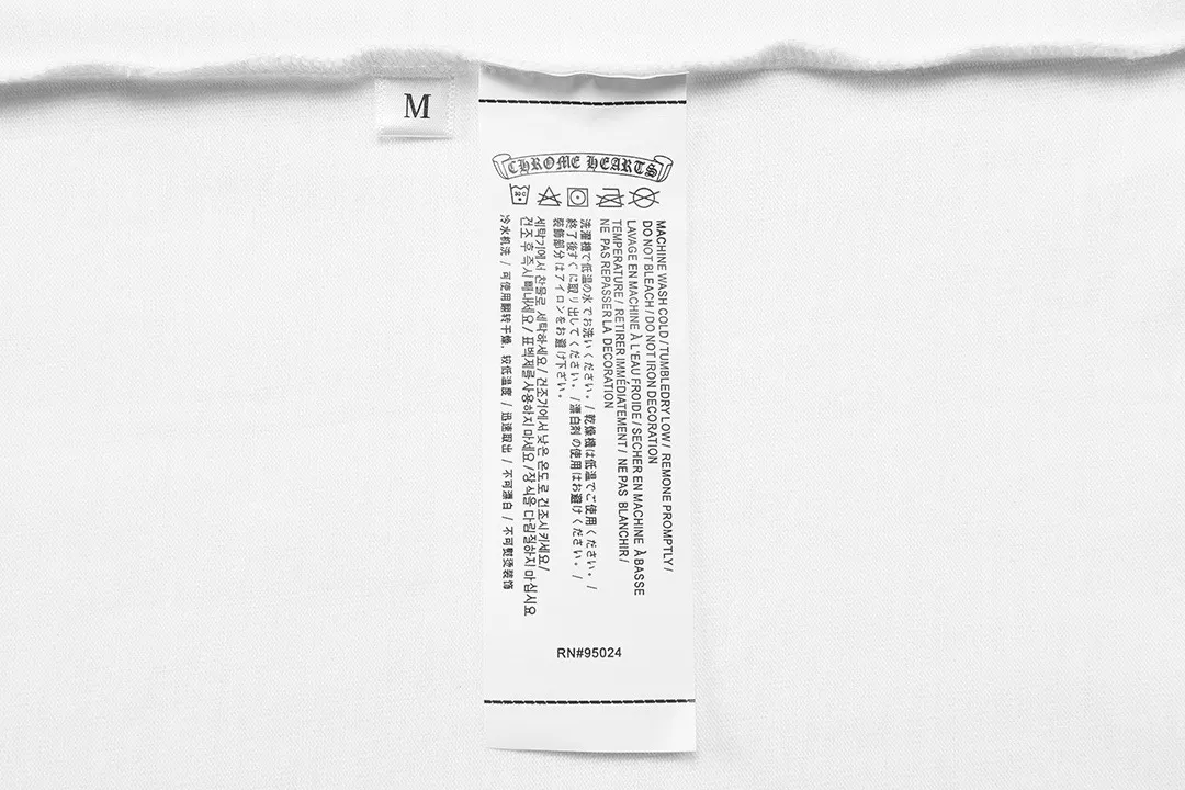 P150 Chrome Hearts 2026 official website new style Sanskrit letter logo on the front and back, same style for men and women, short-sleeved T-shirt ·Customized 300g 100% double yarn pure cotton fabric ·Dyeing 32 counts double-strand thread ·Collar label, hangtag, main mark and three labels complete Color: White Size: XS S M L